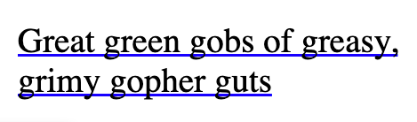 Text with underline cutting through characters