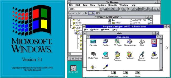 Windows 3.1 screenshot showing hyperlinks blue.
